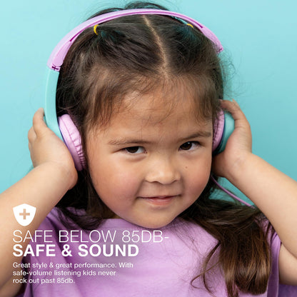 JLab JBuddies Folding Kids Wired Headphones Gen 2, Pink/Teal, Toddler Headphones, Noise Isolation, Kids Safe, Volume Limiting, for Children Ages 2+
