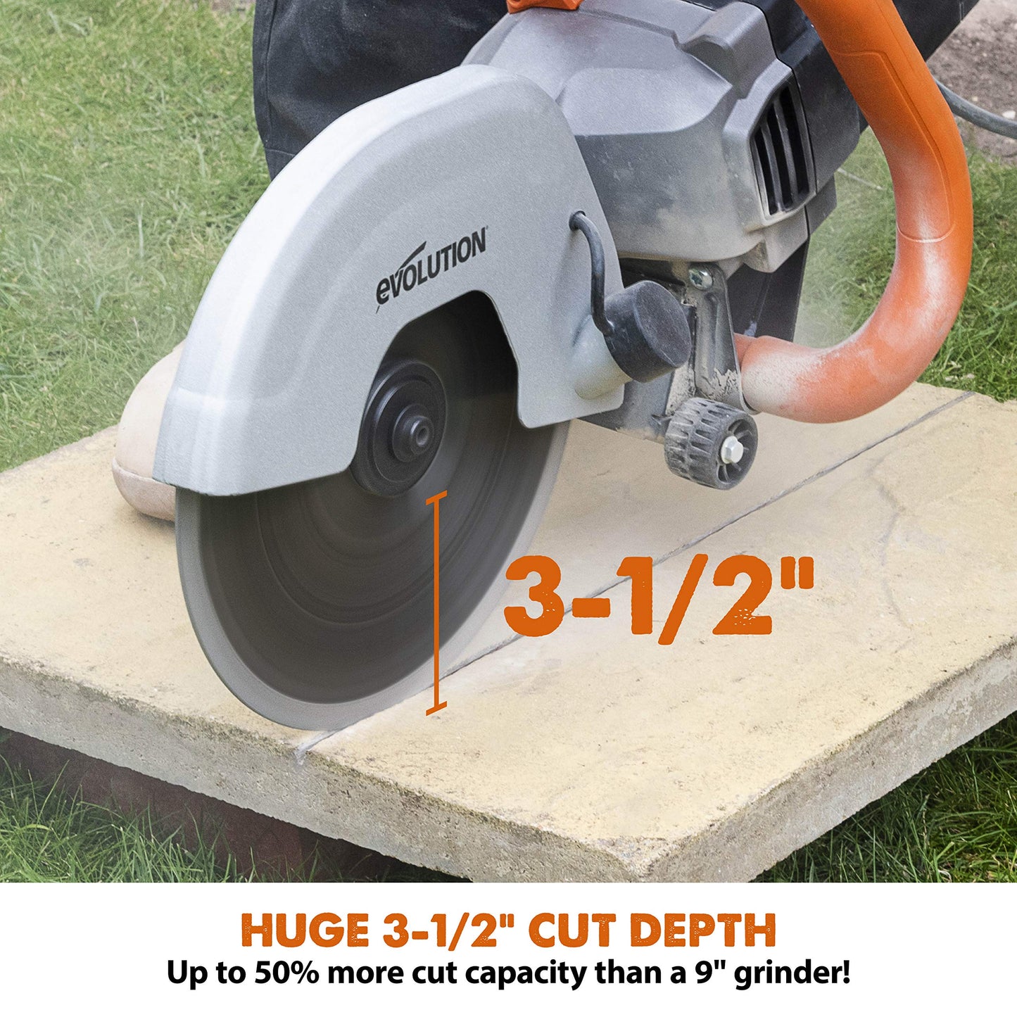 Evolution R230DCT - 9 in Concrete Saw (Circular, Angle Grinder, Cut Off Saw) - 15A Motor, No Gas - 3-1/2 In Cut - Incl Diamond Masonry Blade
