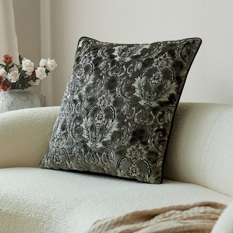 Damask Throw Pillow Covers Cases Soft Cut Velvet Design Pillow Cover Elegant Luxurious Gray Decorative Cushion Covers for Living Room Couch Bed Sofa Chair Home Decor Decorations 24x24inch 1piece