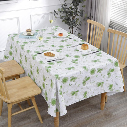 Heavy Duty Vinyl Tablecloth with Flannel Backing Waterproof Oil-Proof Plastic Table Cloth Stain-Resistant Wipeable Rectangle or Square Table Cover for Indoor and Outdoor (Floral and Leaf,60x84 Inch)