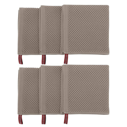 PiccoCasa 100% Cotton Dish Cloths Rags - Waffle Weave Kitchen Towels for Washing Dishes - Soft Absorbent Dish Towels for Kitchen Drying - 6 Pack -13 x 13 Inch - Brown
