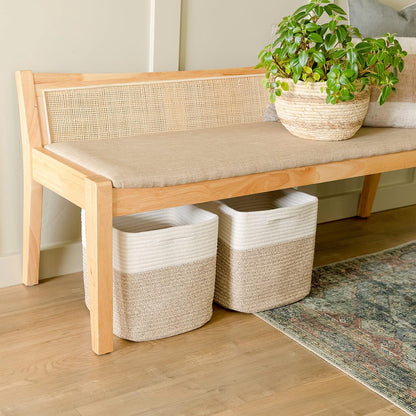 NaturalCozy Storage Cubes - 11-Inch Cotton Rope Baskets for Organizing | 3-Pack Cube Bin Set for Kids' Toys, Nursery, Closet