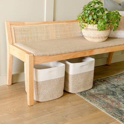 NaturalCozy Storage Cubes 11 Inch Cotton Rope Woven Baskets for Organizing, 3-Pack | Cube Bin Square Shelves Organizer, Classroom, Kids Toy Bins, Closet, Baby Nursery