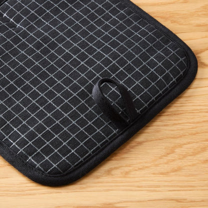 KITCHENAID Gourmet Series Gridlines Pot Holders 2-Pack Set, Heat Resistant up to 600°F, Soft Silicone Grip, Magnetic Cuff, Matte Black, 8"x8"