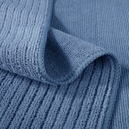 POLYTE Premium Microfiber All-Purpose Ribbed Terry Kitchen Towel, 12 Pack (Blue, Gray, Teal, 16x28 in)