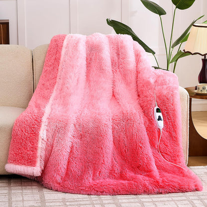 Heated Electric Blanket Throw,Warm Winter Birthday Gifts for Women Her Grandma-Faux Fur with Soft Sherpa,10 Heat Settings,5 Time Settings with Fast Heating, 50x60, Rainbow