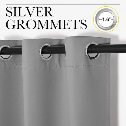 NICETOWN Silver Grey Thermal Insulated Blackout Curtains - Kids Window Drapes for Nursery (2 Panels, W42 x L48-Inch)