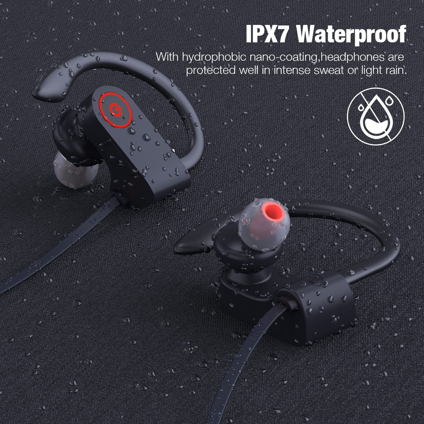 JOYWISE Bluetooth Wireless Headphones 16H Playtime Earbuds with Mic Stereo in-Ear Earphones, IPX7 Waterproof Sports Sound Isolation Headsets for Running, Gym, Workout