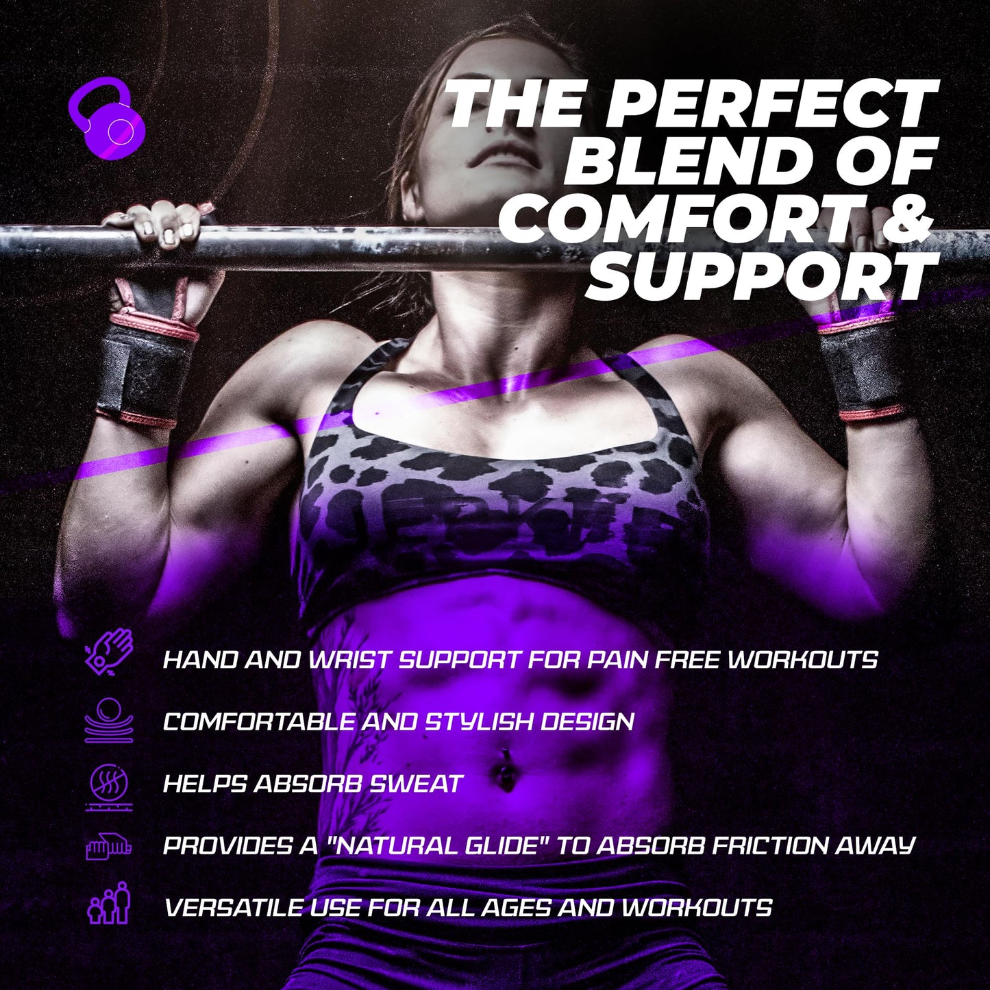JerkFit WODies Gymnastics & Weightlifting Grips with Wrist Wraps – 3 Hole Versatile Gym Gloves for Pull Ups, Gym Training & Cross Training – Hand Grips Palm Protector for Men & Women