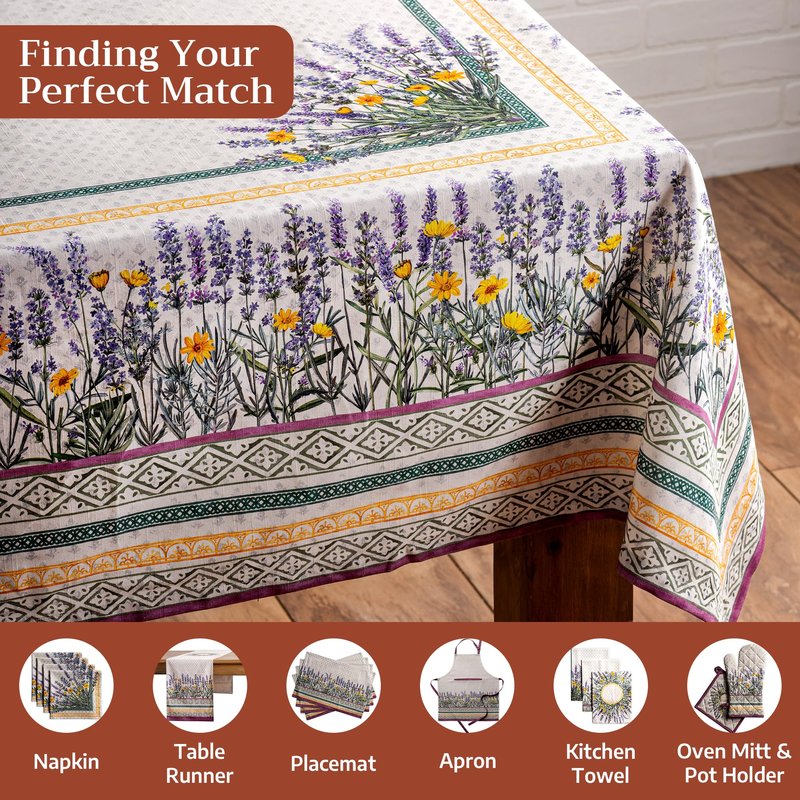 Maison d' Hermine Table Cloth Square Table 100% Cotton 60 x 60 Inches Tablecloth Reusable Decorative for Dining Kitchen Room Farmhouse Home Gifts for Mothers Day Spring Summer - Fanny Lavender