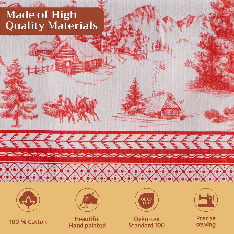 Maison d' Hermine Table Cloth Rectangle Table 100% Cotton 54 x 72 Inches Fall Tablecloth Reusable Everyday Use for Thanksgiving Christmas Decorations Dining Farmhouse Party (Winter Jouy)
