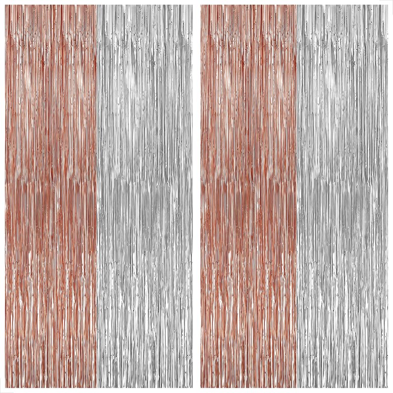 KatchOn, Silver and Rose Gold Fringe Backdrop, Pack of 2 | Silver & Rose Gold Streamers for 16th Birthday, Baby Shower | Bachelorette Party, Bridal Shower Decorations | Graduation Decorations 2026