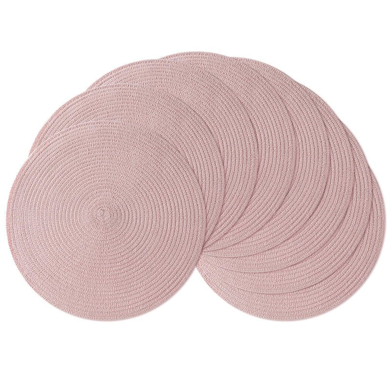 Leetaltree Round Placemats Heat and Slip Resistant Cotton Table Mats, Washable Bohemian Placemats for Dining Tables (Pink, Set of 4)