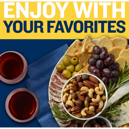 PLANTERS Deluxe Mixed Nuts, Cashews, Almonds, Pecans, Pistachios, Hazelnuts, Roasted with Sea Salt, Party Snacks, Plant-Based Protein Nut Mix, Snacks for Adults, After School Snack Mix, 27oz
