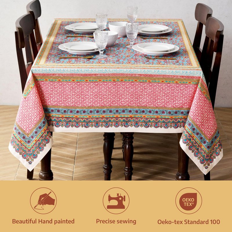 Maison d' Hermine Premium Table Cloth Rectangle Table 100% Combed Cotton 108 x 70 Inches Tablecloth Reusable Decorative for Dining Room, Farmhouse, Home, Party, Festive & Wedding - Lauris