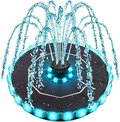 Yzert Solar Fountain - Colorful Ring Lights & 3.5W Pump with 2000mAh Battery | Ideal for Bird Baths, Ponds, Pools