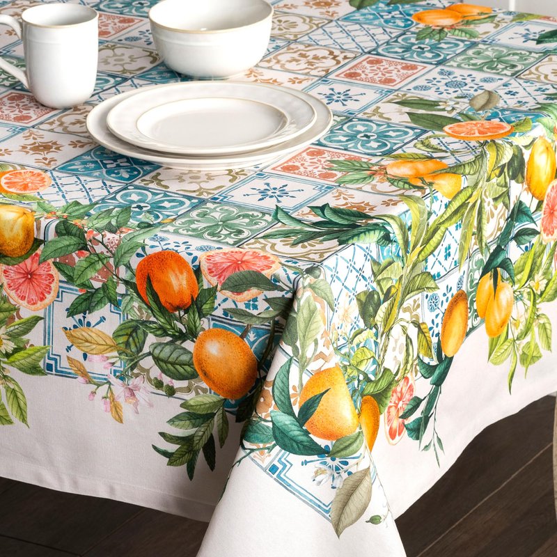 Maison d' Hermine Table Cloth Rectangle Table 100% Cotton 60 x 120 Inches Tablecloth Reusable Decorative for Dining Kitchen Room Farmhouse Home Gifts for Mothers Day Spring Summer - Agrume