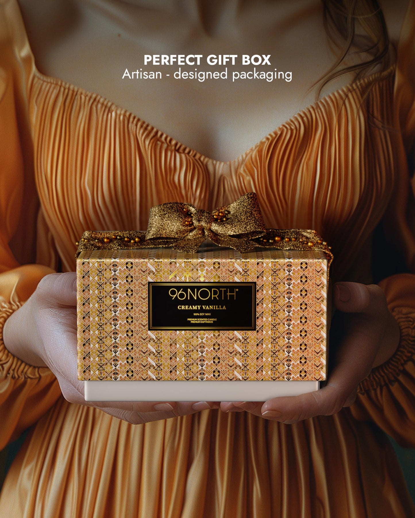 96NORTH Creamy Vanilla Scented Candles | Large 3 Wick Jar Candle | Up to 40 Hours Burning Time | 100% Natural Soy Wax | Relaxing Scented Candle for Home | Gift-Ready Luxury Candle for Men & Women