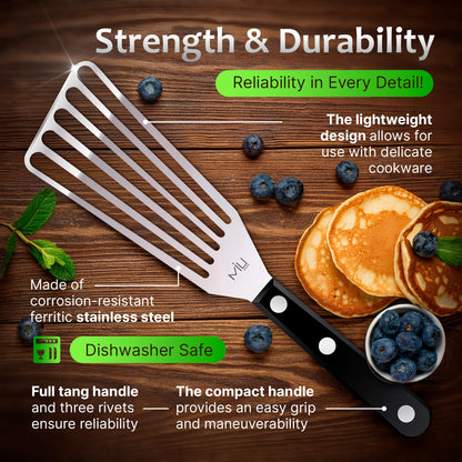 MIU Fish Spatula Stainless Steel, Flexible, Polished Metal, Corrosion Resistant, Kitchen Slotted Turner [Upgraded Version]