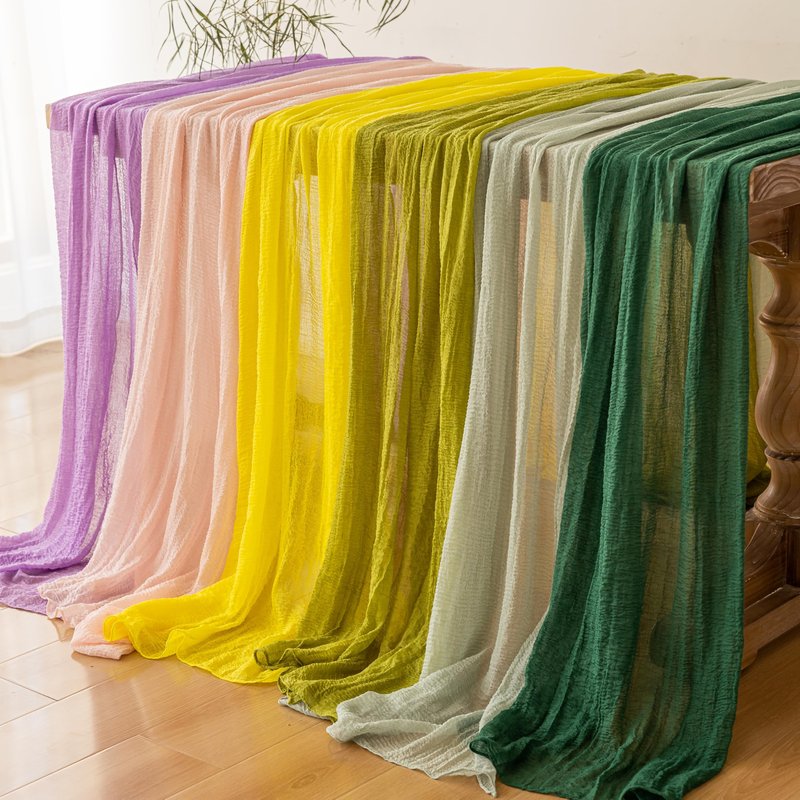 Keketoarrange 3pcs Golden Gauze Rustic Cheesecloth Table Runner 120 Inch 10 FT for Wedding Baby Shower Bridal Shower Birthday Engagement Garden Outdoor Party Long Sheer Boho Decorations
