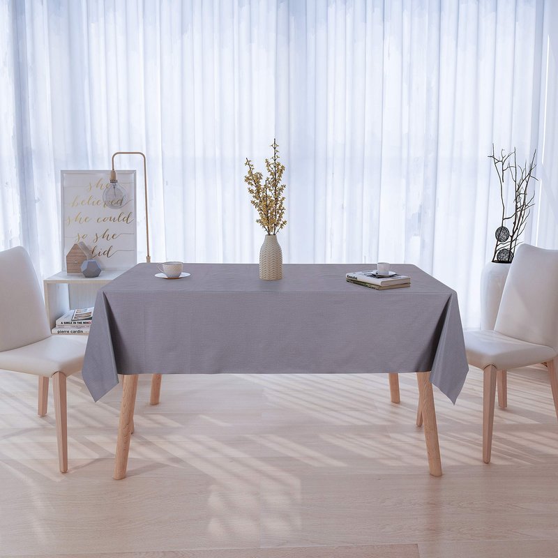 sancua 100% Waterproof Rectangle PVC Tablecloth - 70 x 90 Inch - Oil Proof Spill Proof Vinyl Table Cloth, Wipe Clean Table Cover for Dining Tables, Buffet Parties and Camping, Grey