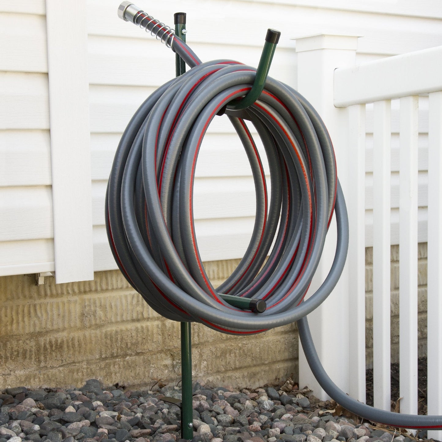 Water Hose Holder - Easy-to-Install Garden Hose Storage Metal Rack with Stake - Outdoor Freestanding Reel for Yard or Landscaping by Stalwart