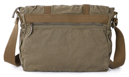 GOOTIUM Canvas Messenger Bag - Vintage Shoulder Bag Frayed Style Boho Purse, Field Tan