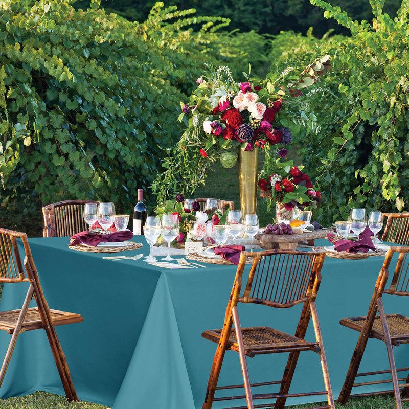 sancua Teal Tablecloths for 6 Foot Rectangle Tables, 8 Pack - Washable Polyester Fabric Table Cloth for Wedding Party, Birthday, Banquet Reception, 54x108 Inch