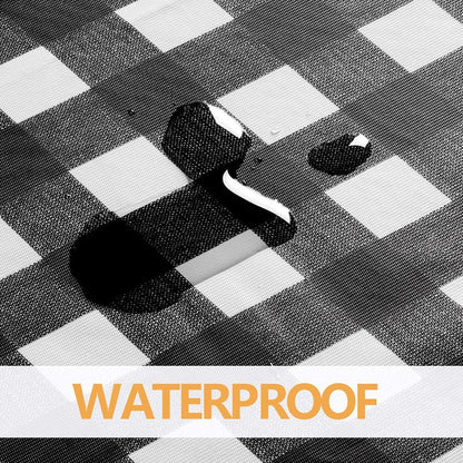 sancua Checkered Vinyl Square Tablecloth - 54 x 54 Inch - 100% Waterproof Oil Proof Spill Proof PVC Table Cloth, Wipe Clean Table Cover for Dining Tables, Buffet Parties and Camping, Black and White