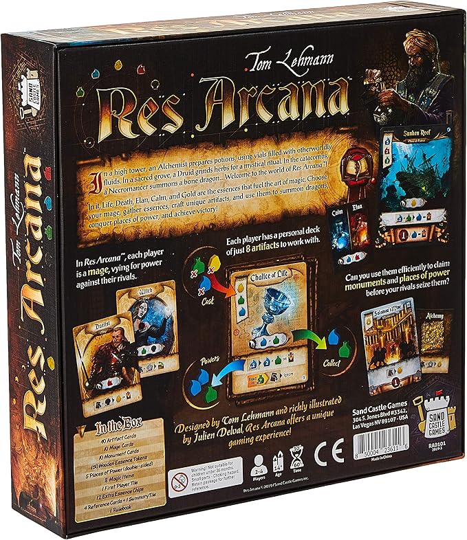 Res Arcana Board Game - The Enchanting World of Mages and Magic! Fantasy Adventure Game Strategy Game for Kids &amp Adults Ages 14+ 2-4 Players 30-60 Min Playtime Made by Sand Castle Games