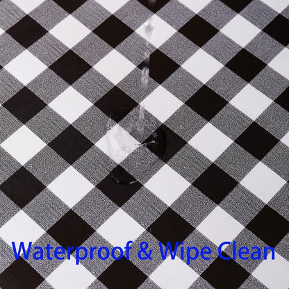 Heavy Duty Vinyl Tablecloth with Flannel Backing Waterproof Oil-Proof Plastic Table Cloth Stain-Resistant Wipeable Rectangle or Square Table Cover for Indoor and Outdoor (Black Checkered, 60x102 Inch)