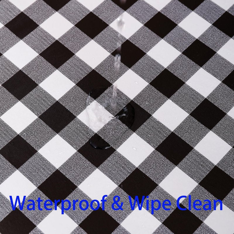 Heavy Duty Vinyl Tablecloth with Flannel Backing Waterproof Oil-Proof Plastic Table Cloth Stain-Resistant Wipeable Rectangle or Square Table Cover for Indoor and Outdoor (Black Checkered, 60x84 Inch)