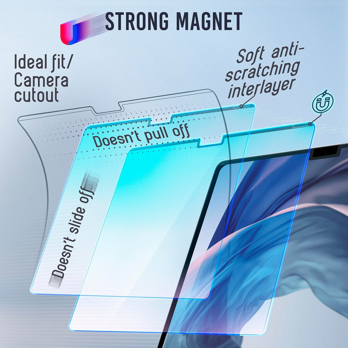 VINTEZ Magnetic Blue Light Screen Protector Compatible With MacBook Air 13.6" 2022, 2023, 2024, M2, M3 Anti Blue Light Blocking Filter for Laptop