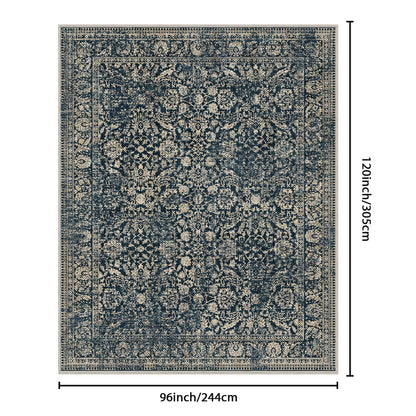 Bavni 8x10 Area Rugs for Living Room, Machine Washable Rug Lightweight Low Pile, Non Slip Boho Rugs with Rubber Backing, Floral Print Carpet for Bedroom Dinning Room, Tulip Blue