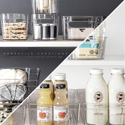 BINO | Stackable Storage Bins, X-Large - 2 Pack | THE STACKER COLLECTION | Clear Plastic | Built-In Handle | BPA-Free | Containers for Organizing Kitchen Pantry | Multi-Use Organizer