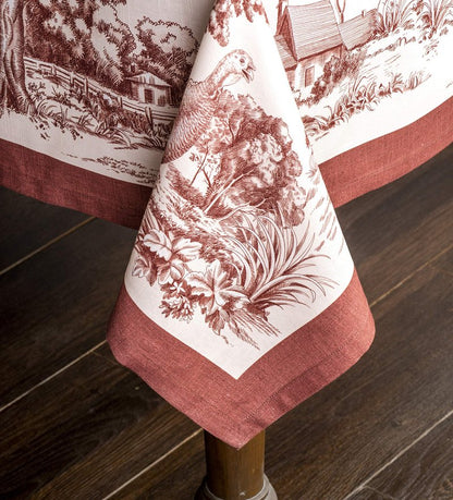 Maison d' Hermine Table Cloth Rectangle Table 100% Cotton 60 x 120 Inches Fall Tablecloth Reusable Everyday Use for Thanksgiving Christmas Decorations Dining Farmhouse Party (Holy Jouy - Brown)