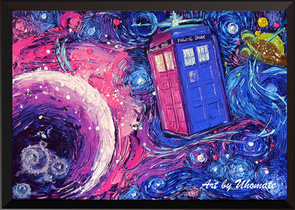 Uhomate Tardis Dr Who Doctor Telephone Booth Wall Decor Vincent Van Gogh Starry Night Posters Home Canvas Wall Art Print Nursery Decor Living Room Wall Decor A099 (18X24)