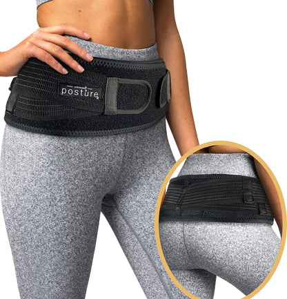 Vriksasana Posture Sacroiliac Hip Belt for Women and Men That Alleviates Sciatic, Pelvic, Lower Back, Leg and Sacral Nerve Pain Caused by Si Joint Dysfunction| Trochanter Brace (Regular, Black)