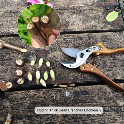 TONMA Anvil Pruning Shears [Made in Japan] Heavy Duty Garden Shears Secateurs, Japanese Gardening Scissors Plant Pruners Hedge Clippers, Ergonomic Imitation Wood Grain Aluminum Alloy Handle