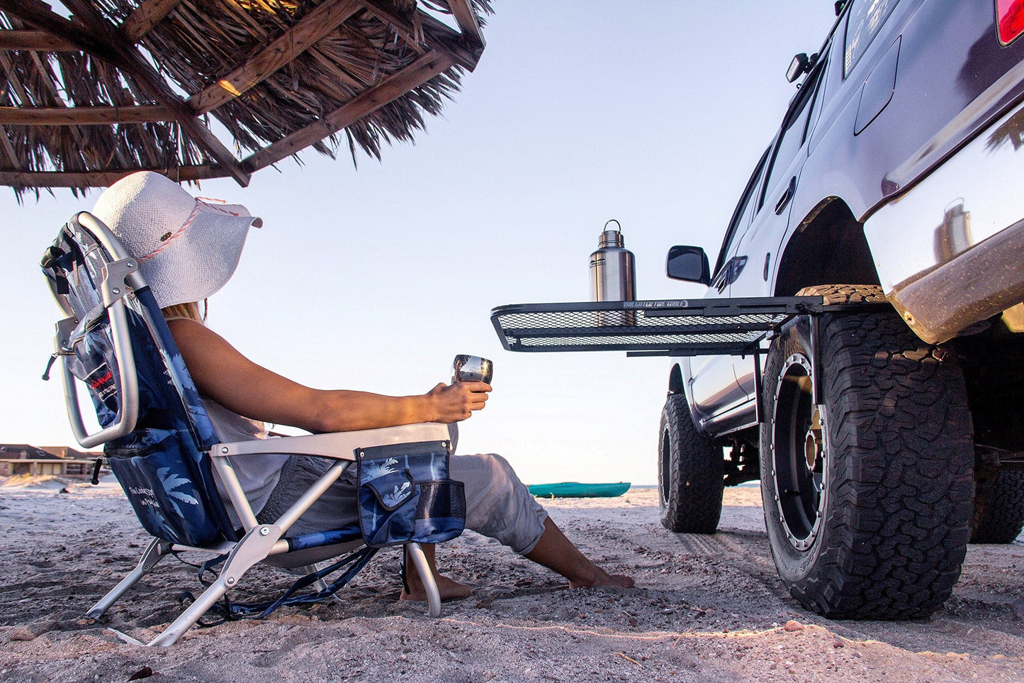 Tire Table Medium Steel Camping Table fits Tires Up to 40" | 50 Pound Capacity | Black Powder-Coated Finish | No Tool or Hitch Required | 23.5" x 27" x 1.5"