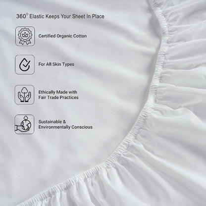 LANE LINEN 100% Organic Cotton King Sheet Set - Breathable Luxury Bedding, 4-Piece White Set with 15" Deep Pockets