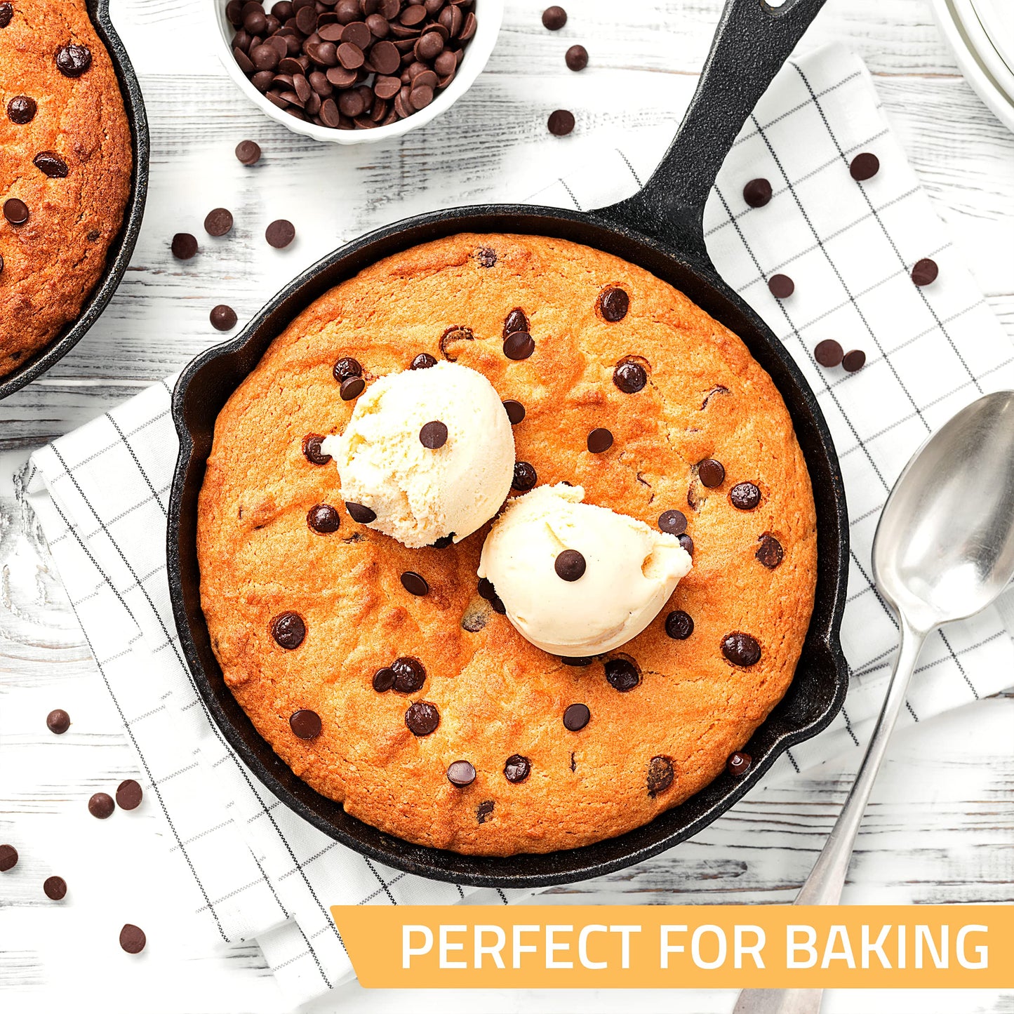 Utopia Kitchen Cast iron Skillets 3 Piece Set, Chefs Pan, Pre Seasoned Cast iron Skillets, 6, 8 & 10 Inches, Easy Use in the Oven, Stove, Grill, or Campfire, Black