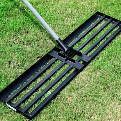 Walensee Lawn Leveling Rake, Levelawn Tool, Heavy Duty Effort Saving Lawn Level Tool, Steel Handle Lawn Leveler for Yard Garden Golf Course , Ease Level Soil Sand Dirt Surfaces, 7FT 45"x10"