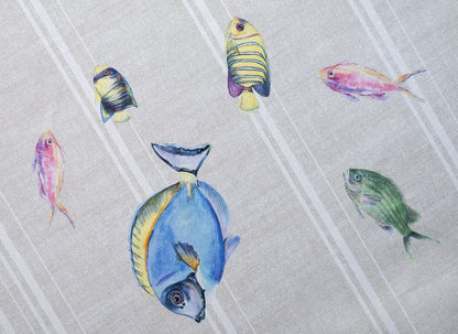 Maison d' Hermine Table Cloth Square Table 100% Cotton 60 x 60 Inches Tablecloth Reusable Decorative for Dining Kitchen Room Farmhouse Home Gifts for Mothers Day Spring Summer - Poisson