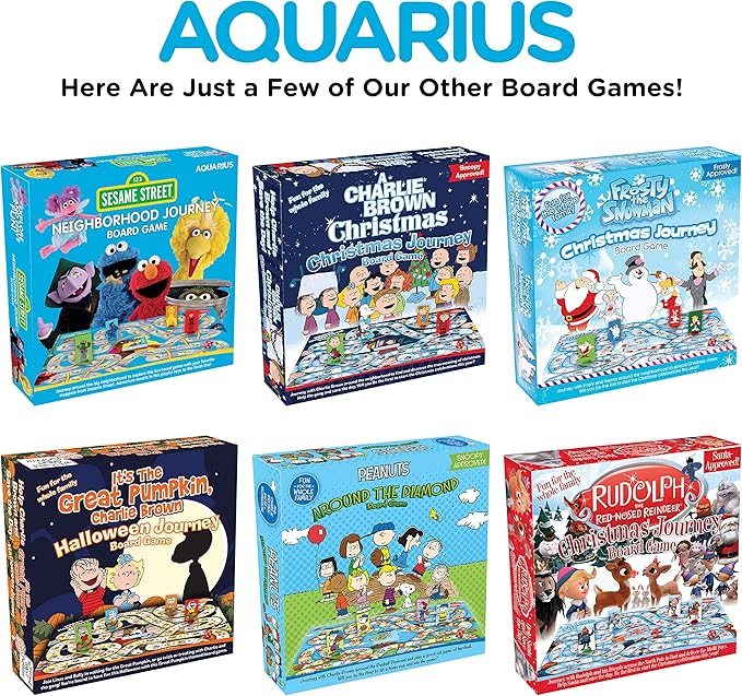Aquarius Charlie Brown Christmas Journey Board Game- Fun for Kids &amp Adults - Officially Licensed Peanuts Merchandise &amp Collectibles Blue White